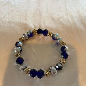 Blue gold and silver costume bracelet